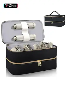 Travel Carrying Case for Shark Flex Style, Double Layer Storage Case for Shark SpeedStyle Hair Dryer Attachments, Waterproof PU Leather Organizer Bag for Shark Flexstyle Airwrap Styler, Hair Dryer Accessories, Haircare