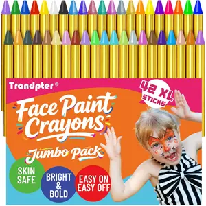 42Pcs XL Face Paint Crayons for Kids - Non-Toxic, Vibrant Colors Face Painting Crayons Kit| Easy to Use, Safe for Sensitive Skin and Perfect for Kids Party, Easter Makeup, School Event, Cosplay