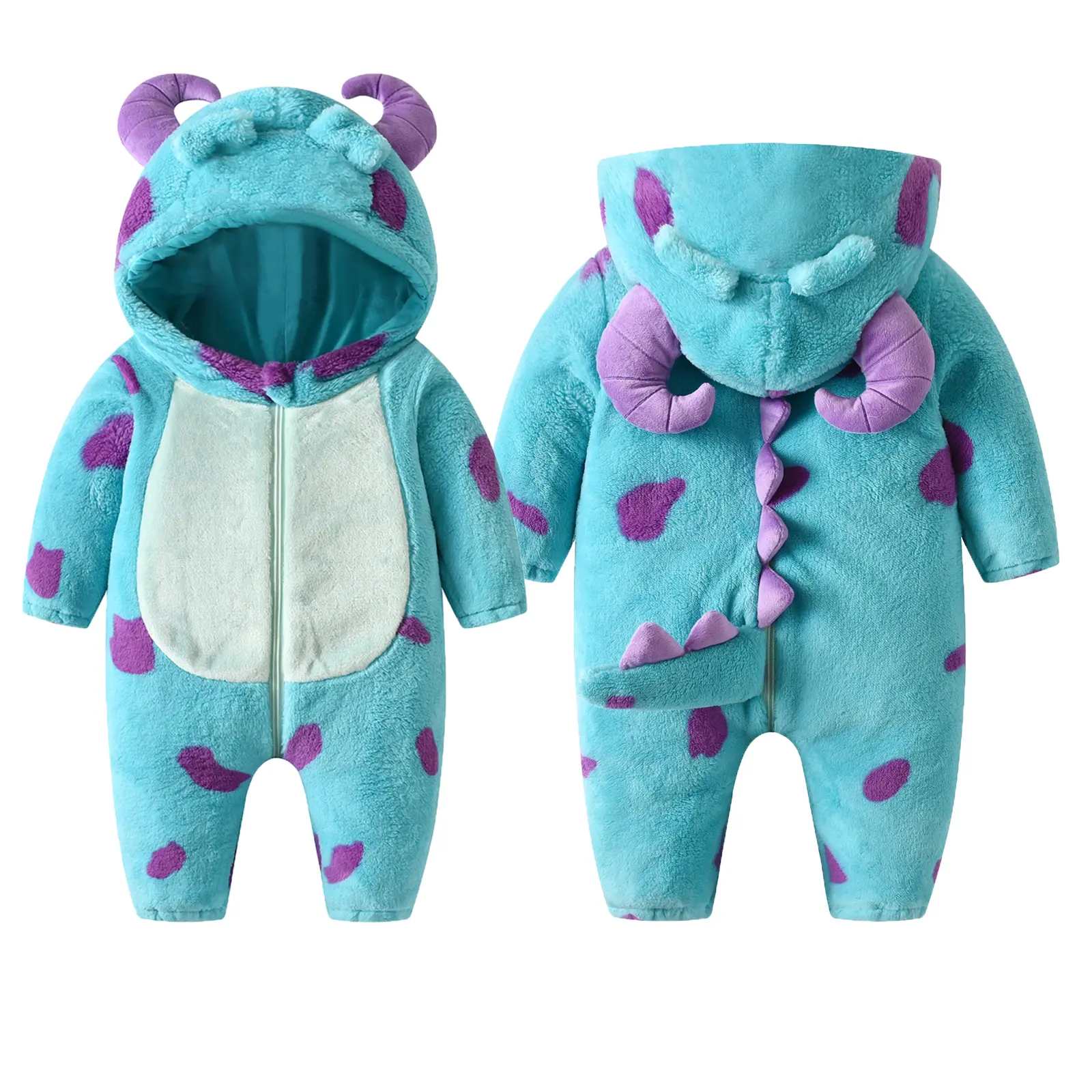 Halloween Baby Clothes Toddler Girl Boy Animal Outfit Fuzzy Warm Hooded Zipper Romper Funny Carnival Cosplay Clothes Cute
