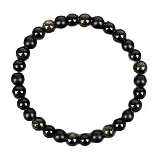 Triple Protection Black Crystal Bracelet - Black Tourmaline, Obsidian & Onyx for Negative Energy Shielding