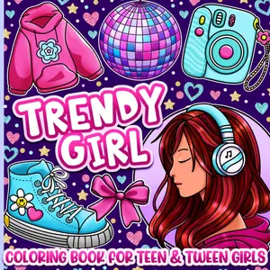 Trendy Girl Coloring Book for Teen & Tween Girls Fashion Clothing Accessories Fun Engaging Pages Ages 8-16 Creative Artistic Expression Gift