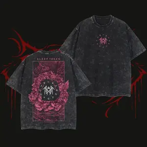 Retro Limited Sleep Token Rose Heavy Metal Shirt,Gift For Rock Music Lovers, Gift For Fan ,Unisex Oversized Wash Heavy Cotton T-shirt, Sleep Token Merch