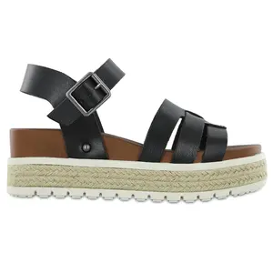MIA Womens Karlotta Ankle Strap Espadrille Platform Casual Sandals Casual Mid Heel 2-3" - Black