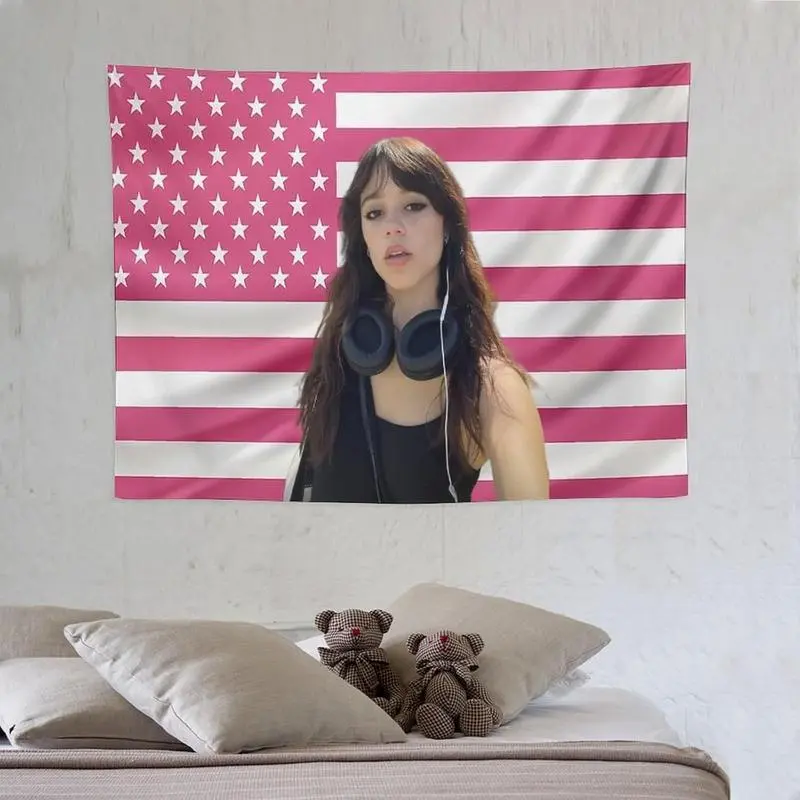 Decorative Jenna Ortega American Star Peach Wall Tapestry - 40x30in (102x76cm) Strong Synthetic Polyester Home Bedroom Decor, Hand Washable for College Dormitories, Multi-Size