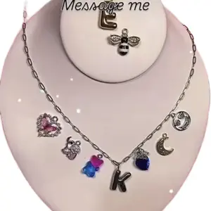 Personalized Charm Necklace with Heart Butterfly and Letter K Charms for Creative Expression