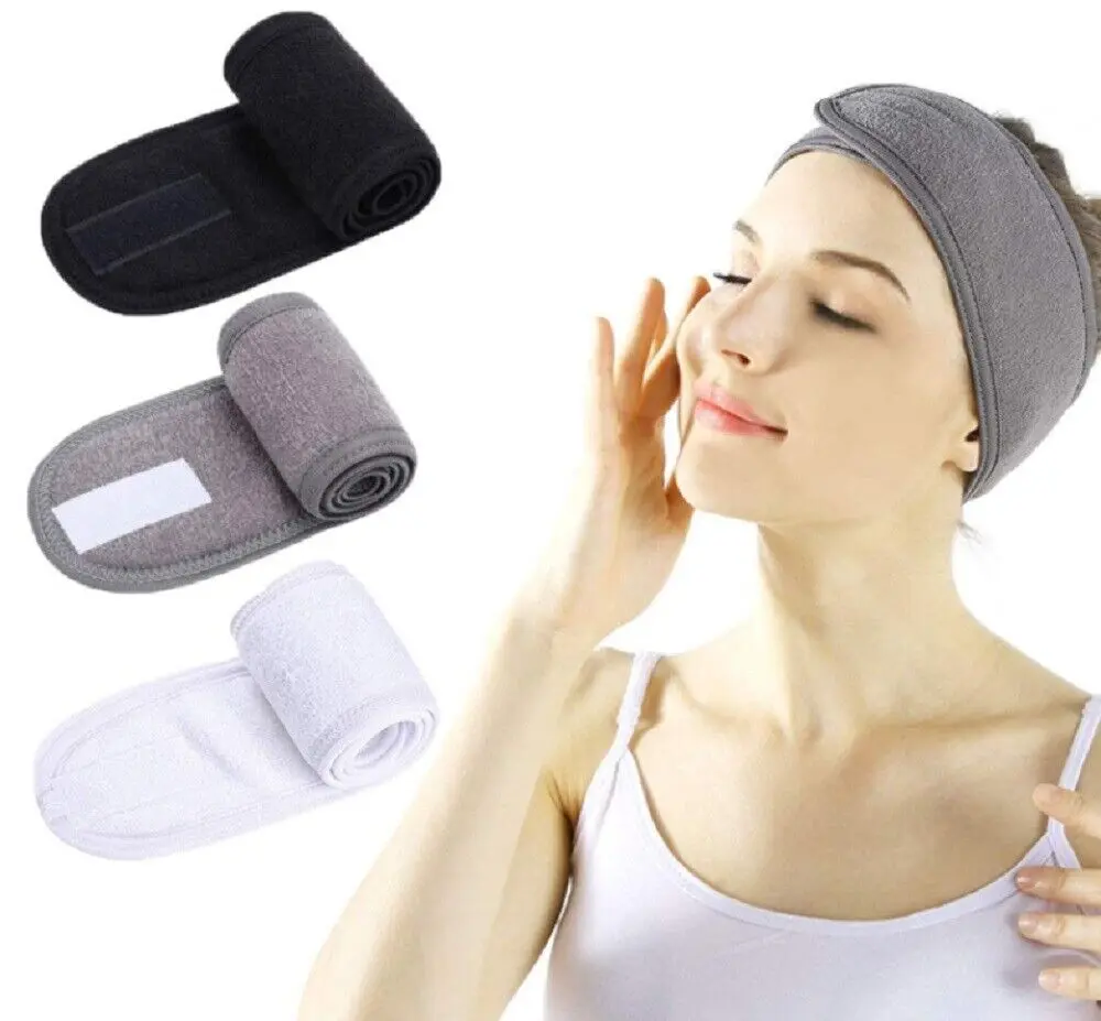 Facial Spa Headband Set: Makeup Shower Bath Wrap Sport Headband Stretch Towel (3 Pieces)