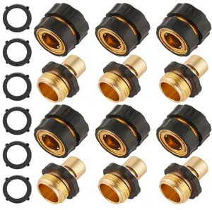 6 Set Quick Connect Hose Fittings for Garden Hose Quick Connector with Gasket, 3/4 Inch GHT Male and Female Attachment Quick Release Water Hose Adapter