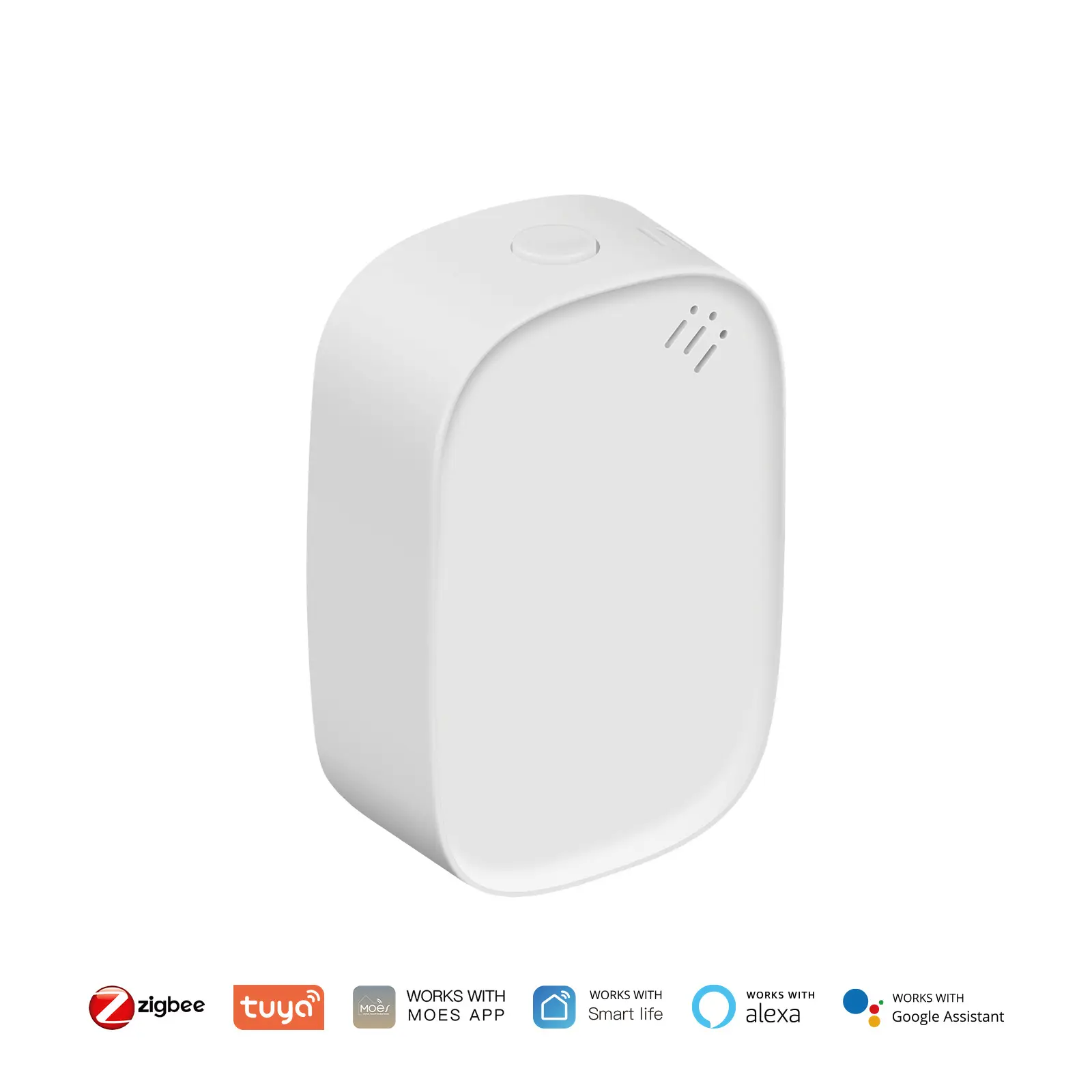Tuya ZigBee Digital Rectangular Smart Home Temperature and Humidity Sensor (40mm x 26mm Ultra Compact), Alexa-Compatible, Battery-Powered, Long-Life Battery, App Remote Climate Monitoring, Discreet Placement, Audible Alert, for Greenhouse, Nursery
