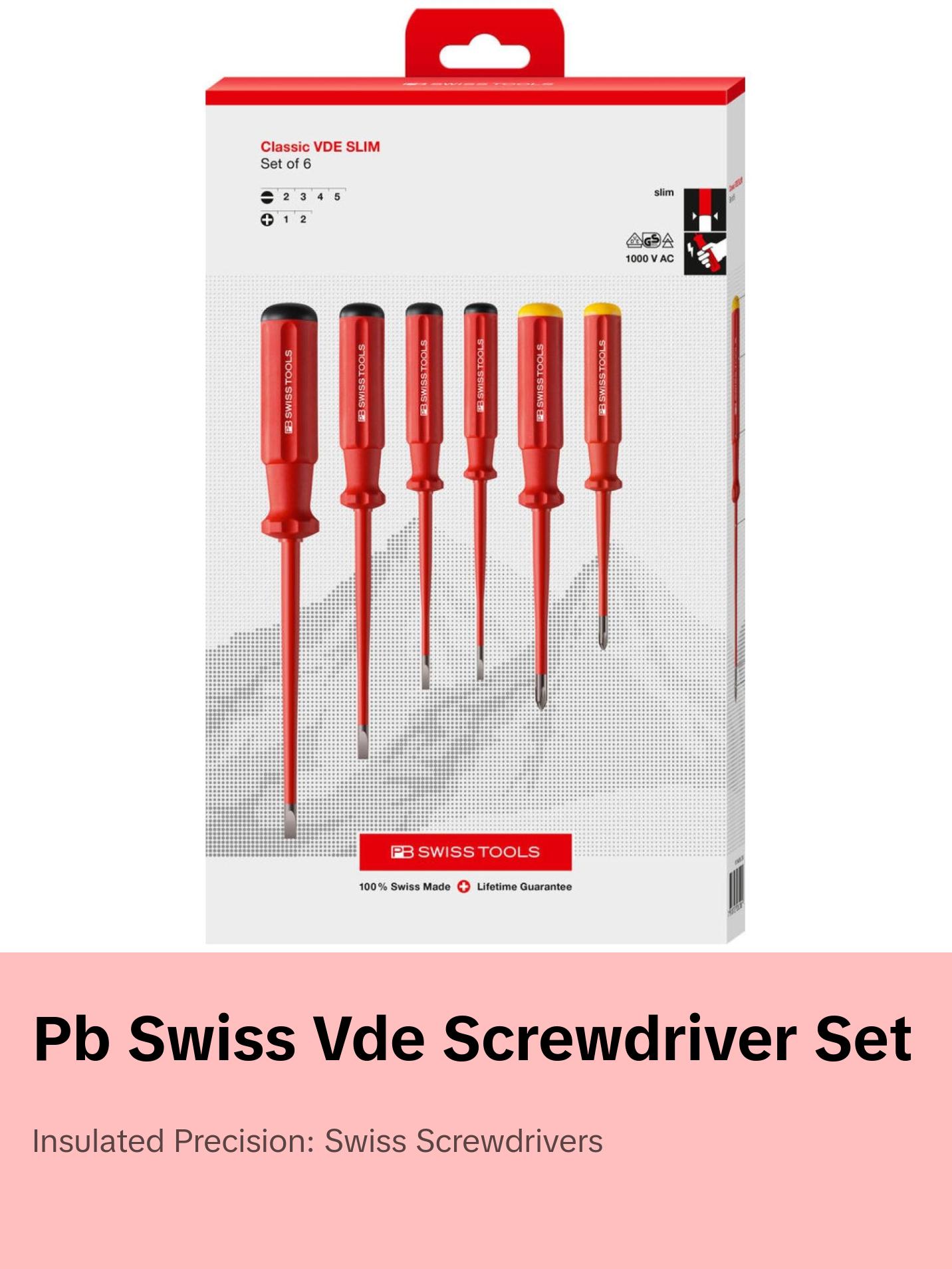 PB Swiss Tools PB 5542.SL CBB Classic VDE slim screwdriver set, fully insulated up to 1000 VAC/1500 VDC