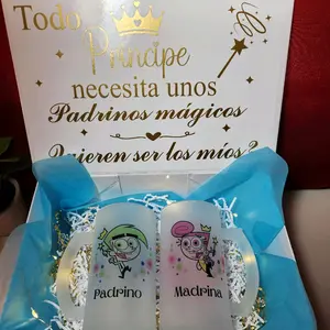 godparents proposal gift box with a set of two glasses 16oz