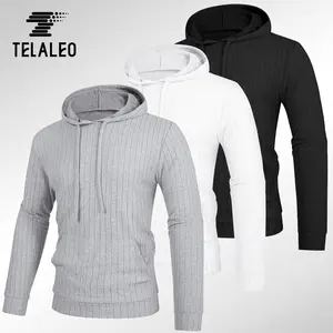 TELALEO FallFreshness Men’s Warm Pullover Hoodie – Soft Ribbed Fabric Hooded Sweatshirt with Kangaroo Pocket, Casual Everyday Wear