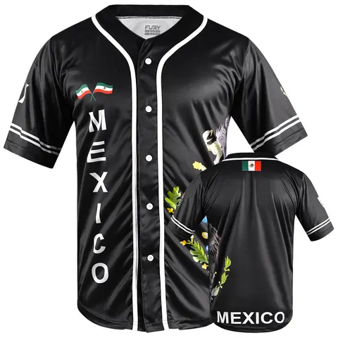 Fox & Fury Black Baseball Jersey Unisex Shirt Fit EL SALVADOR MEXICO HONDURAS GUATEMALA 503 Athletic Activewear Softball Jersey button down jersey 100% Polyester Comfort Fit