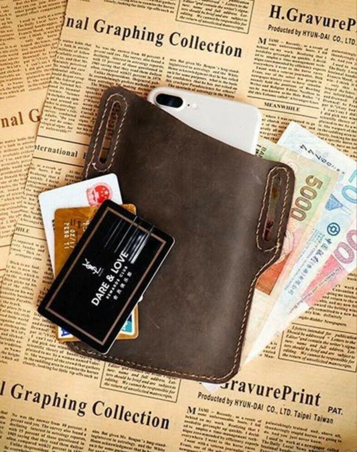 Men's Leather Cell Phone Belt Pack Bag Loop Waist Holster Pouch Case with Secure Closure & Durable Design