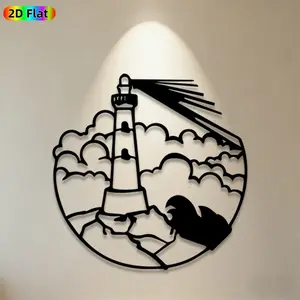 1pc Lighthouse Metal Wall Art,Lighthouse Statue Mural, Ideal Gift for New Year, Christmas, Coastal Decor Enthusiasts, Weather-Resistant Metal Wall Decor Wall Sculptures, Perfect for Outdoor Wall & Garden Fence, Nautical Home Decor Accent