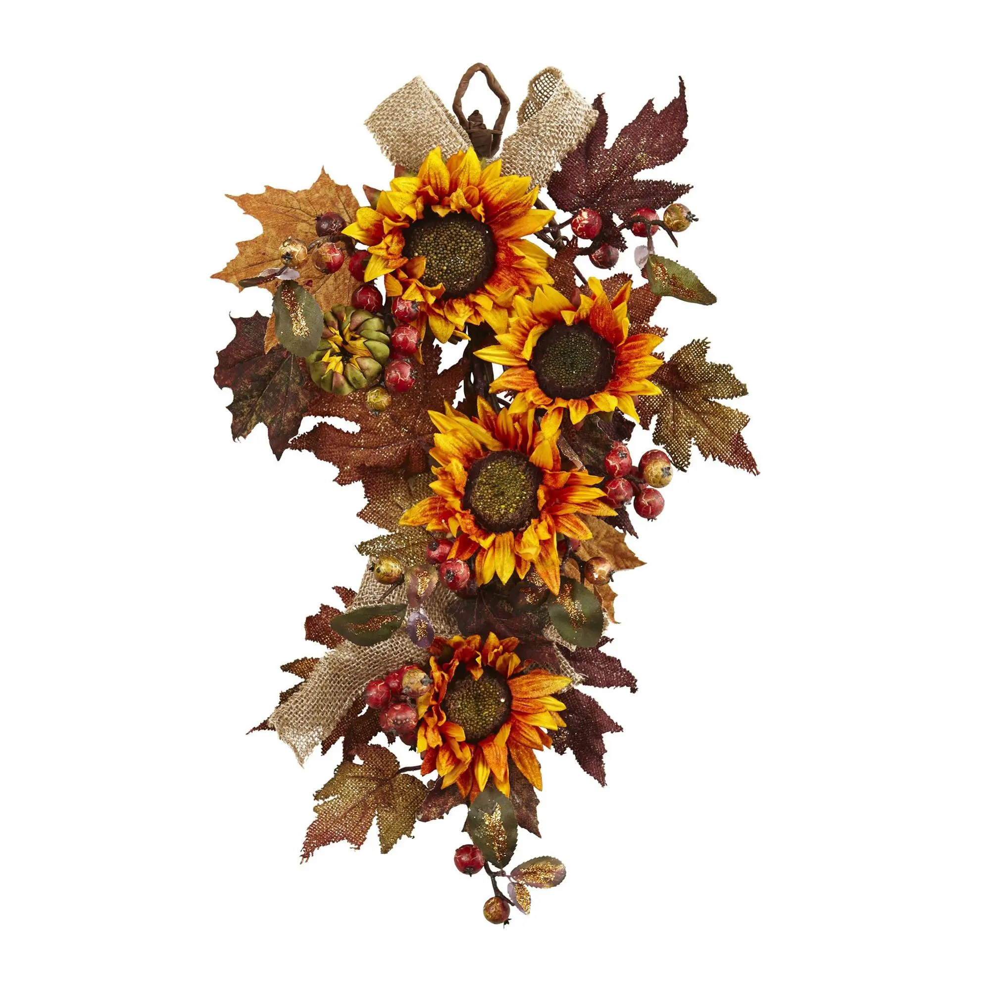 24" Sunflower & Berry Teardrop by Nearly Natural