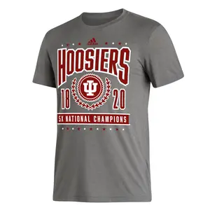 adidas Mens Indiana Hoosiers Blend Logo Crew Neck Short Sleeve Training Casual Tops Casual - Grey