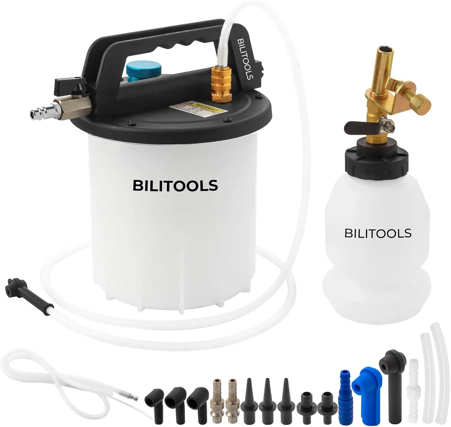 3L Universal Brake Bleeder Kit, Vacuum Brake Fluid Bleeding Tool | One Man Pneumatic Brake System Clutch Fluid Extractor Kit Air Compressor with 1L Refilling Bottle, Clean & Efficient