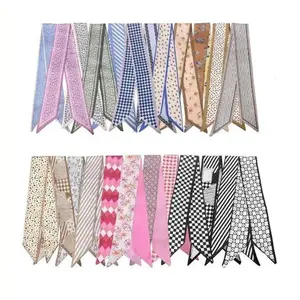 24Count Fashion Scarf Set for Women, Multifunctional Silk-Like Neck & Hair Scarves, Bag Accessories and Headbands in Assorted Prints