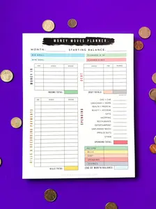 MONEY MOVES NOTEPAD PLANNER -  - ADHD + Neurodivergent Guided Budget Planner