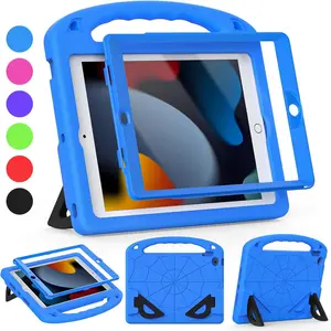 Kids Case for iPad 9th/8th/7th Generation (10.2 Inch, 2021/2020/2019 Release), with Built-in Screen Protector and Kickstand, Shockproof Lightweight Handle Cover for i Pad 9/8/7 Gen, Blue 10th