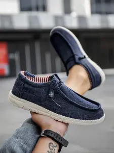 Men's Breathable Fabric, Spring Summer Flat Canvas Sneakers, Lightweight Casual Driving Loafers, Multi-Purpose Daily Wear, Low Top Loafers