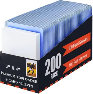 200 Card Sleeves Toploads for Cards,3" x 4" Baseball Card Protectors,Premium Standard Size Trading Hard Plastic Card Holder for Sports Football Cards(100 Hard Protectors +100 Soft Sleeves)