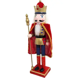 15 Inch Christmas Decorations Nutcracker Ornaments,Wooden Nutcracker Figures,Festive Collectible Nutcracker Gift for Table Desktop Fireplace Thanksgiving Christmas Decor,King(Red)