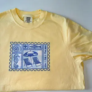 Sea Postcard Embroidered Tshirt Comfort Colors You+Me+The Sea business