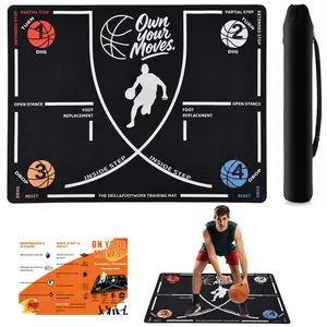 Basketball Footwork Training Mat For Beginners - 59 X 35 Inch Indoor Outdoor Skill Trainer - Visual Step Guide For Youth & Adults - Anti-Slip & Portable Drill Pad