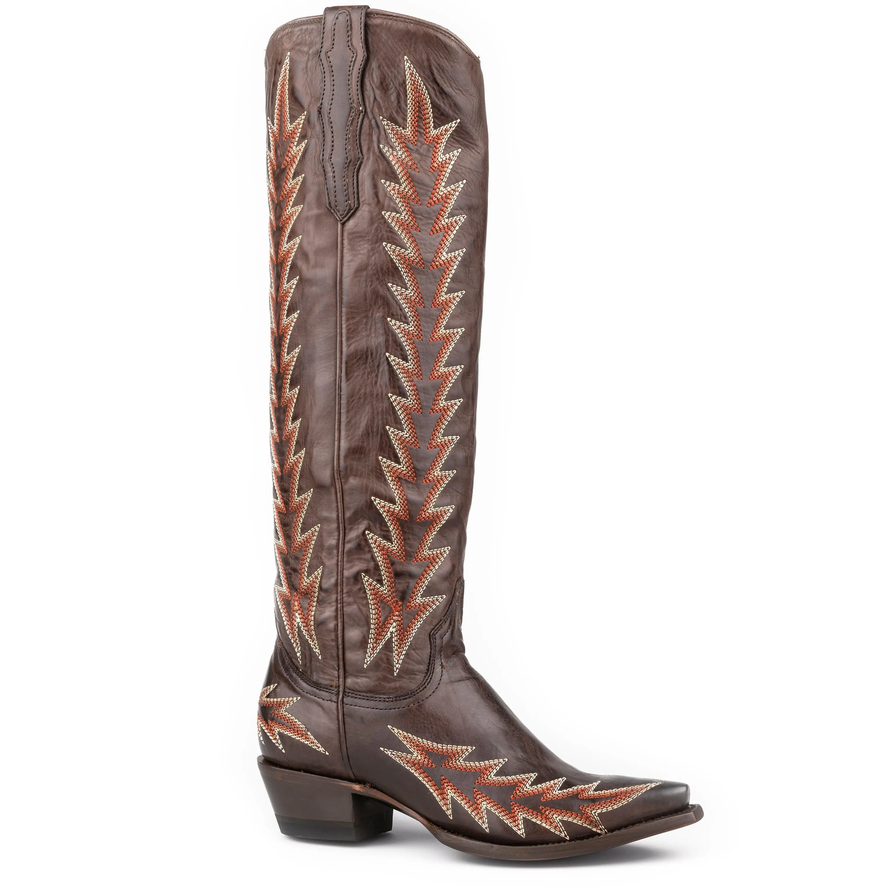Women's Stetson Sarah Leather Boots Handcrafted Snip Toe Chocolate