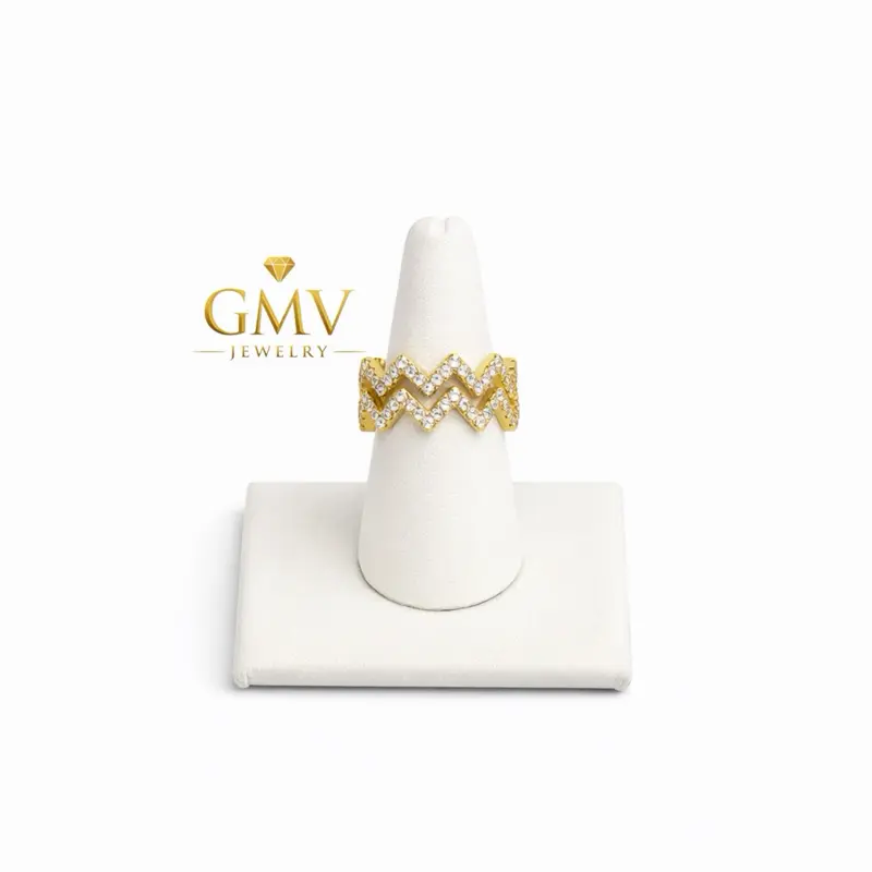 GMV Jewelry Roma Ring 316L 14k Gold Plated Luxury Jewelry for Women Elegant Chevron Design
