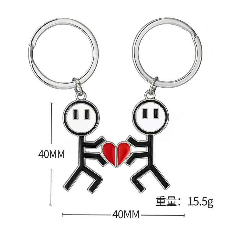 2pcs Valentine's Day  Matching Heart Keychains for Couples & Best Friends