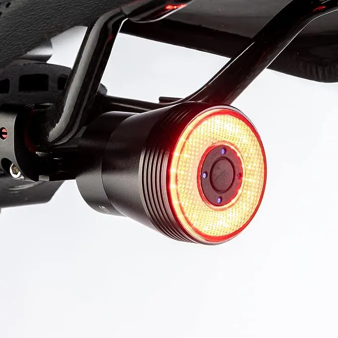 ROCKBROS Compact Metallic Finish Bike Tail Light - Smart Brake Sensing, Ultra Bright LED, USB C Charger Rechargeable, IPX6 Waterproof, Breathing Flash, Seat Mounts for Night Cycling Safety Accessories