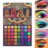48-Color Glitter Shimmer Eyeshadow Palette Set - 4 Satin Shades, Matte, Metallic, Neon Finishes, Exotic Scents, Highly Pigmented Blending Palette with Bling Effect for Beginners’ Smokey Eye, Back to School Cosmetic