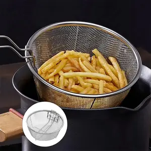 Stainless Steel Frying Basket with Handle, Deep Fryer Strainer for Kitchen Cooking, Oil Filter Mesh for French Fries & More