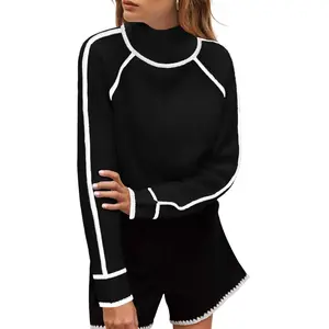 MEROKEETY Chunky Knit Mock Neck Sweater – 2024 Edition -US2D