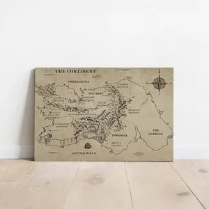 Empyrean World Map Poster, Inspired by Fourth Wing & Iron Flame Map Canvas, Fantasy Map, The Continent Map Print, Cartography Quote Poster