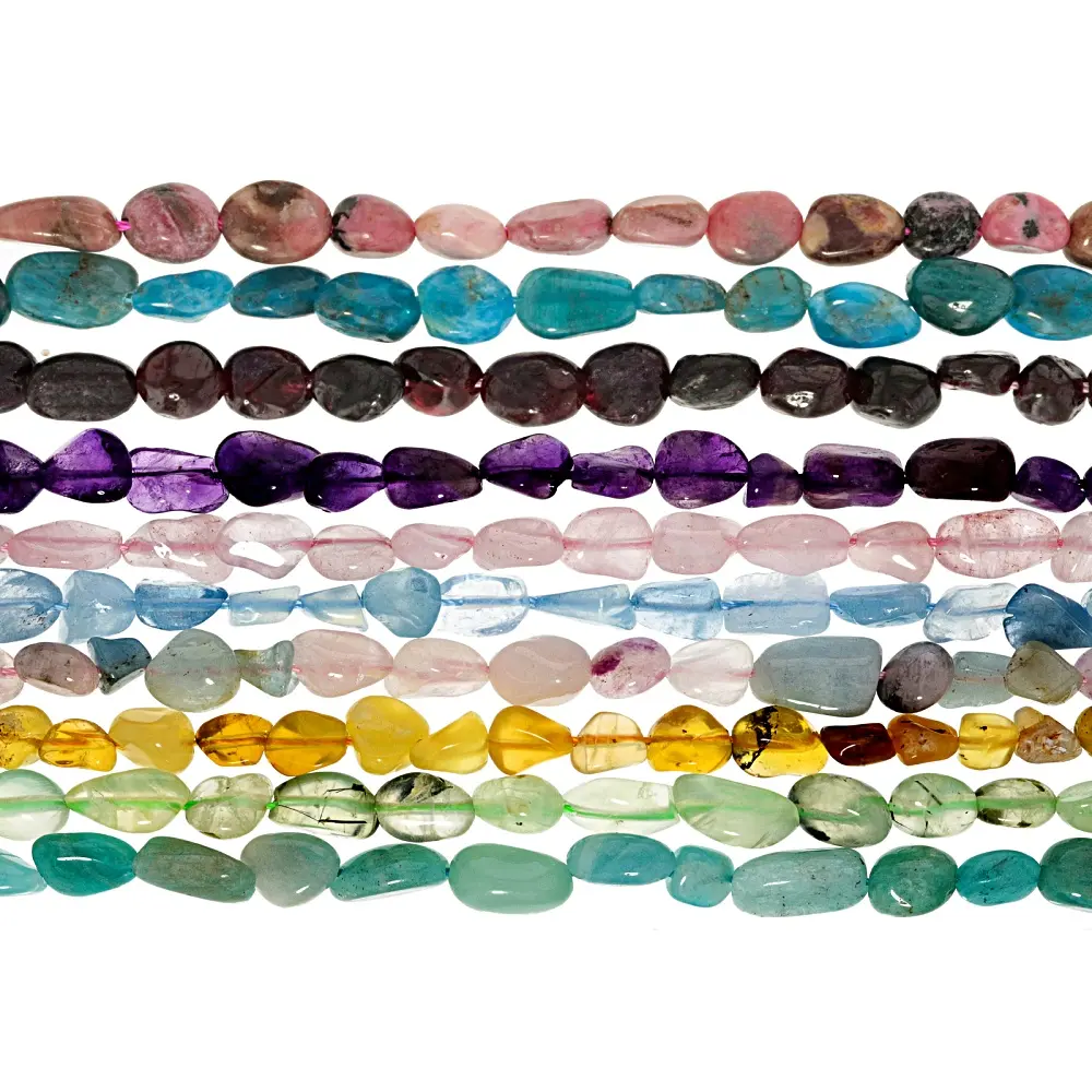 JTV Multi-Stone 4x8mm Nugget Bead Strand Set of 10 Approximately 15-16" in Length