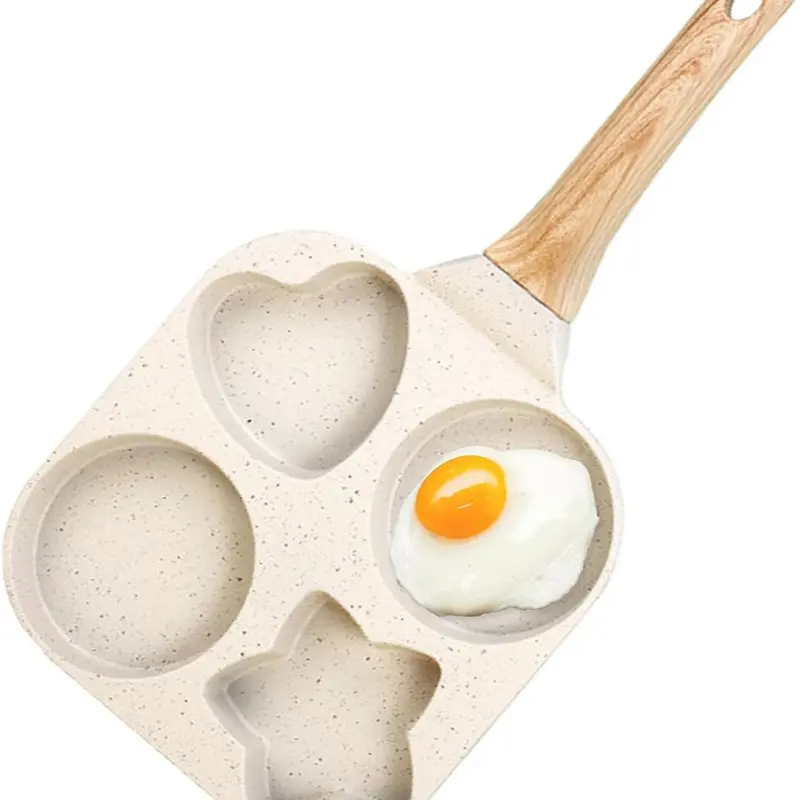 Non-Stick Breakfast Skillet & Pancake Pan,Egg Frying Pan 4 Cup Heart Shape,Daily Kitchen Multi-Cooker with Wooden Handle, , Anti-Scald Safe Grip, Cooking Accessories,Space-Saving Cookware for Eggs, Burgers & Omelets, Kitchen Gadgets Must Have techvibes