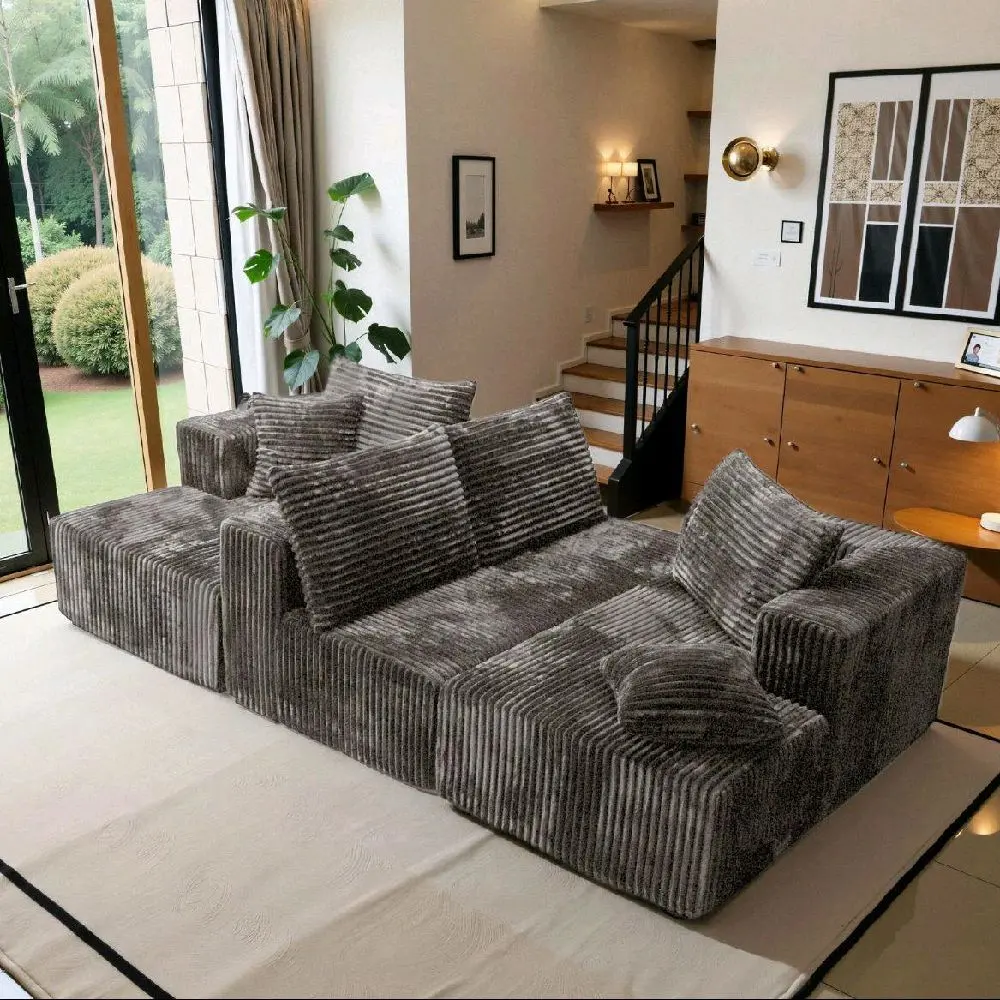 U-Shape Modular Sectional corduroy Couch suitable for living room furniture