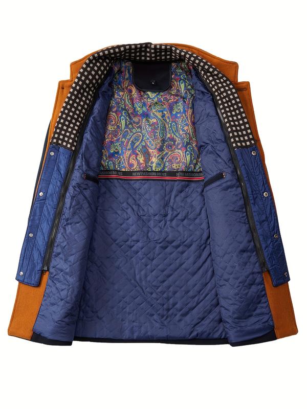 Men's Winter Overcoat Casual Warm Jacket Detachable Collar Thickened Autumn and Winter Coat with Pockets Non-Stretch Fabric Coat for Men Jacket