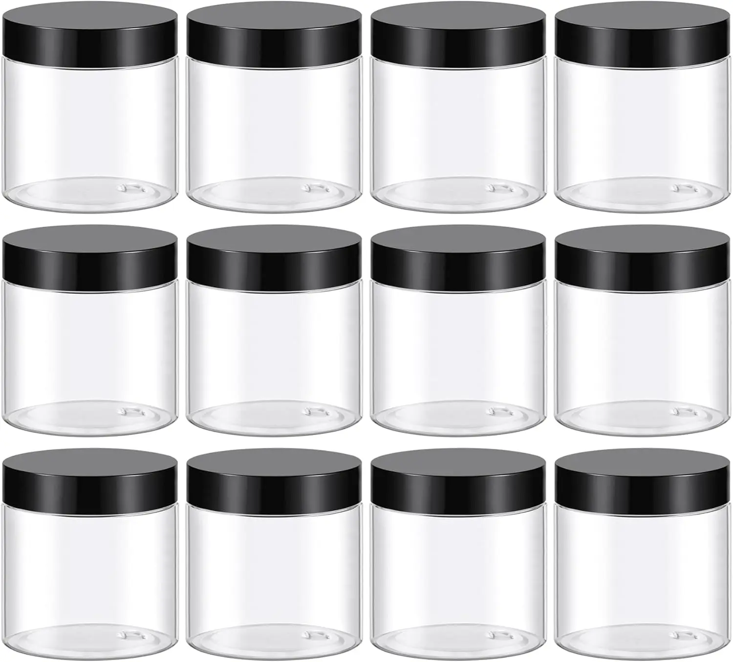 36 Pack 4 OZ Plastic Jars with Lids, BPA Free, Reusable Refillable Empty Round Clear 4oz Containers with Lids for Cosmetics, Travel, Samples, Beads, Slime, Spice, Small Items Storage