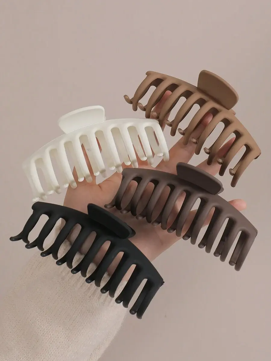 4/3/1pc Women's Claw Hair Clips, Lightweight Plastic Hair Clips, Black White Coffee Color Vintage Fashion Multi-Functional Elegant Hair Accessories, Suitable For Daily Wear, Outdoor Activities, Face Washing, Bathing, Makeup, Outfit Matching, Jewelry Deco