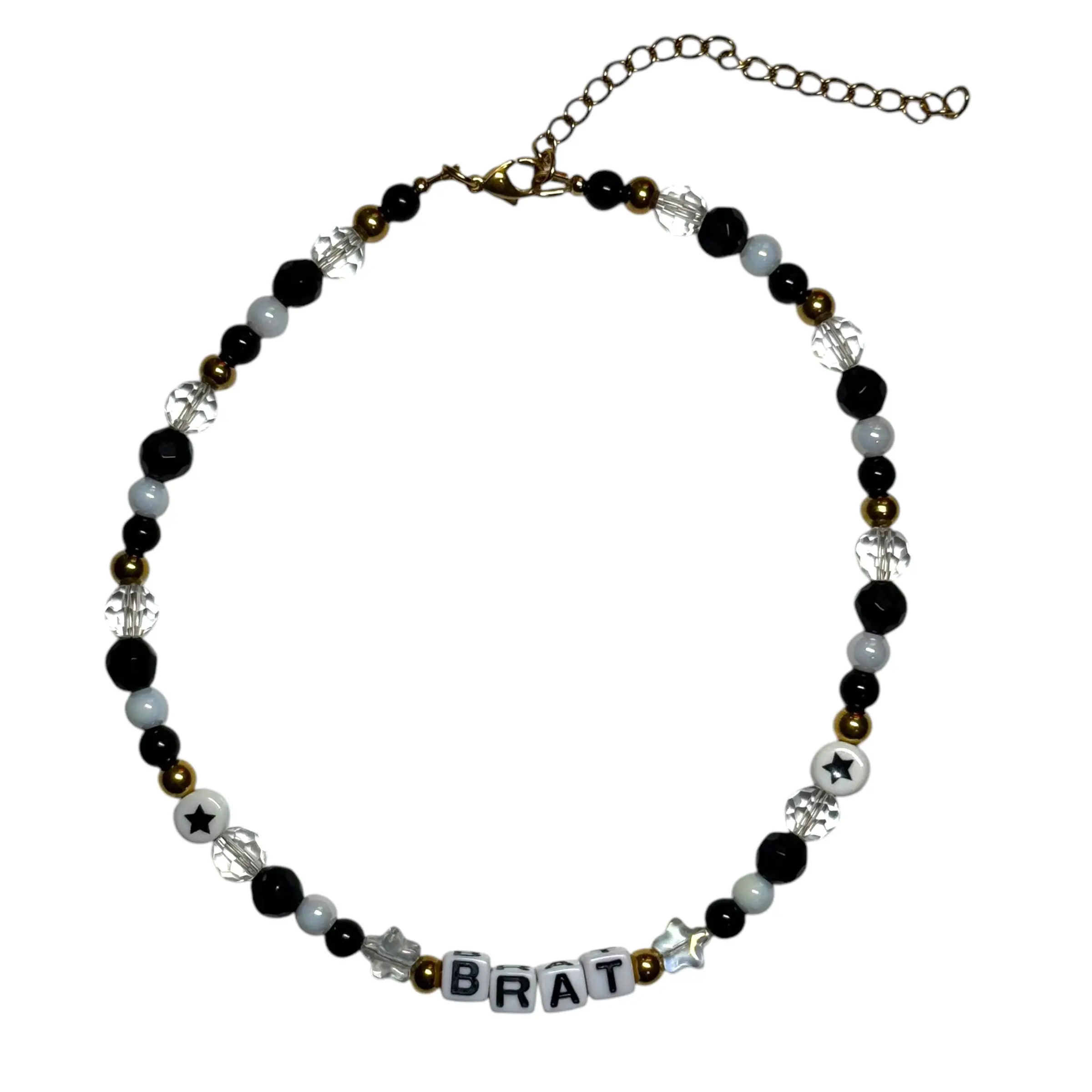 Brat Beaded Choker Handmade Stainless Steel Tarnish Resistant Necklace for High Quality Women Glass Beads 14-17"