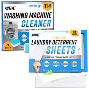 ACTIVE Washing Machine Cleaner & Laundry Detergent Sheets Bundle