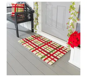 Evergreen 42"x24" Christmas Plaid Indoor/Outdoor Hooked Rug