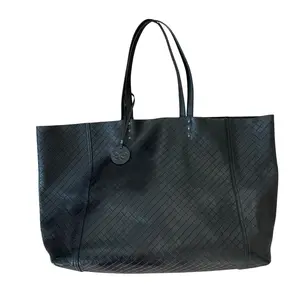 Pre-owned Bottega Veneta Intrecciato Tote Bags mirage black leather tote authentic with COA