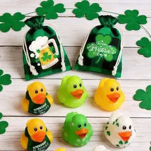 New St Patrick's Day 6/12pcs Children Bathroom Water Play Rubber Duck Set, Random Assorted, Perfect Gift for School Kids Students