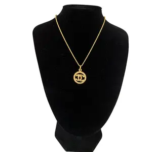Pre-owned Chanel vintage Coco mark CC pendant necklace authentic with COA gold plated