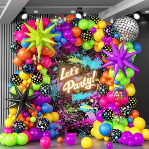 147Pcs Neon Balloon Garland Kit for 80s and 90s Themed Glow Party Decorations